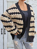 Striped Contrast Open Front Long Sleeve Cardigan - Trendsi - Flyclothing LLC