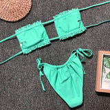 Frill Trim Ruched Bikini Set - Trendsi - Flyclothing LLC