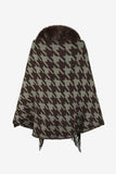 Houndstooth Fringe Hem Poncho - Trendsi - Flyclothing LLC
