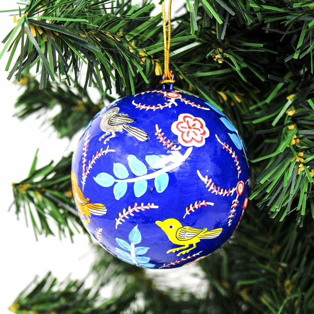 Handpainted Birds with Flowers Ornament, Set of 2 - Asha Handicrafts - Flyclothing LLC