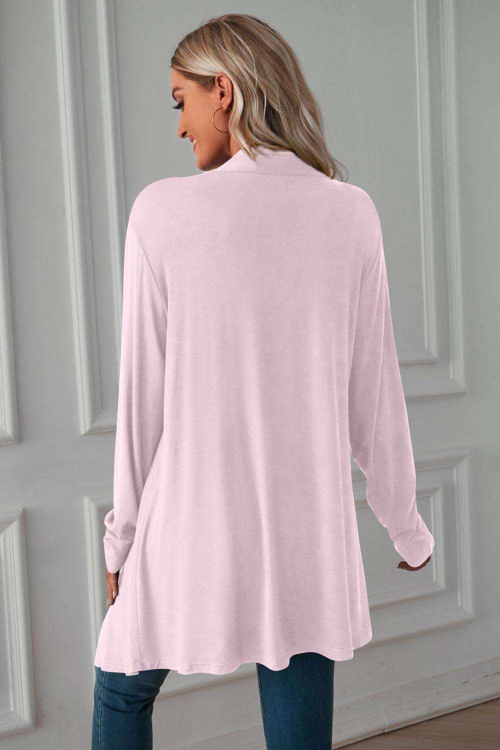 Open Front Long Sleeve Cardigan - Trendsi - Flyclothing LLC
