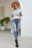 Geometric Turtleneck Long Sleeve Sweater - Trendsi - Flyclothing LLC