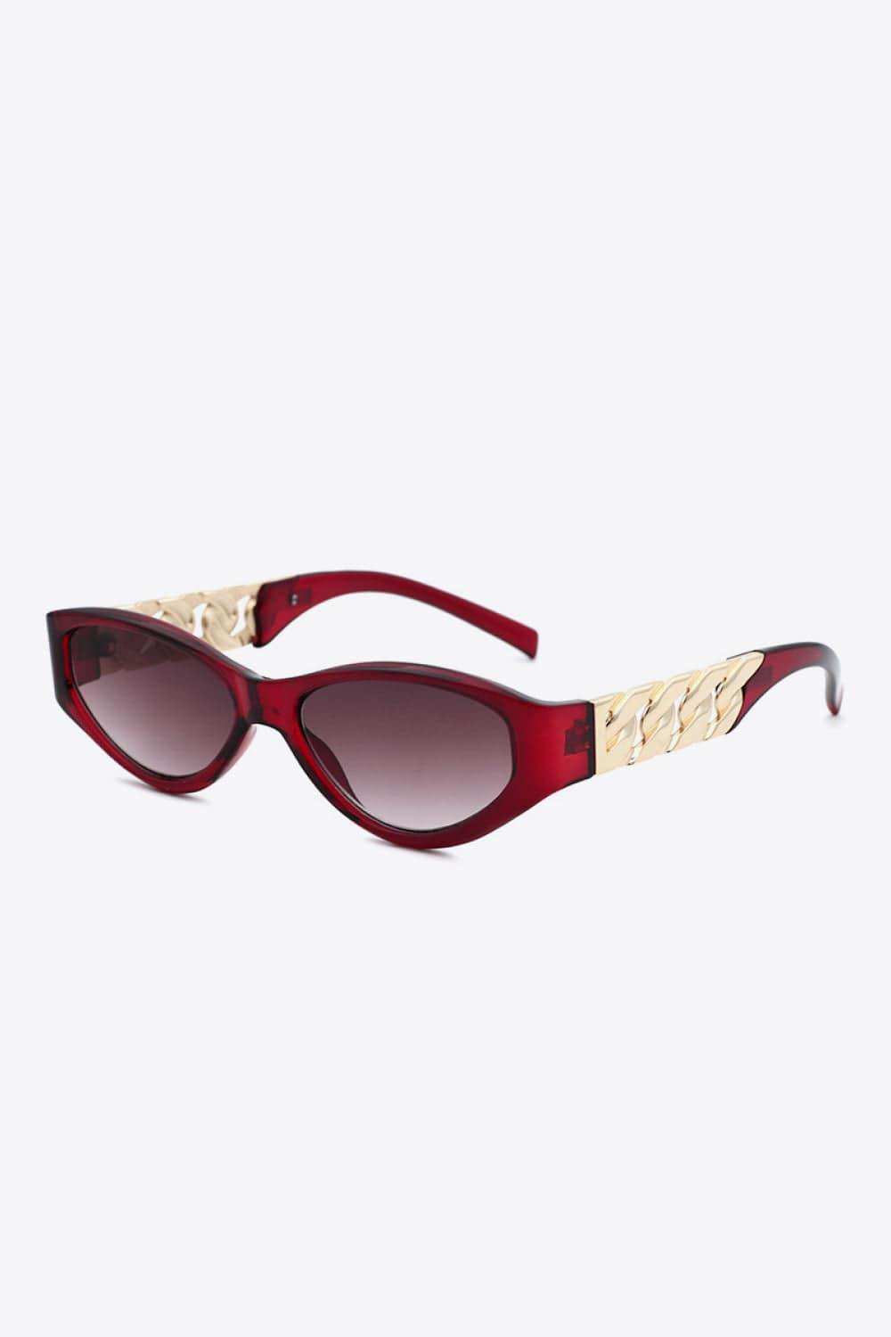 Chain Detail Temple Cat Eye Sunglasses - Trendsi - Flyclothing LLC