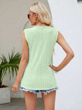 Eyelet Lace Detail V-Neck Tank - Trendsi - Flyclothing LLC