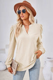 Notched Long Sleeve T-Shirt - Trendsi - Flyclothing LLC