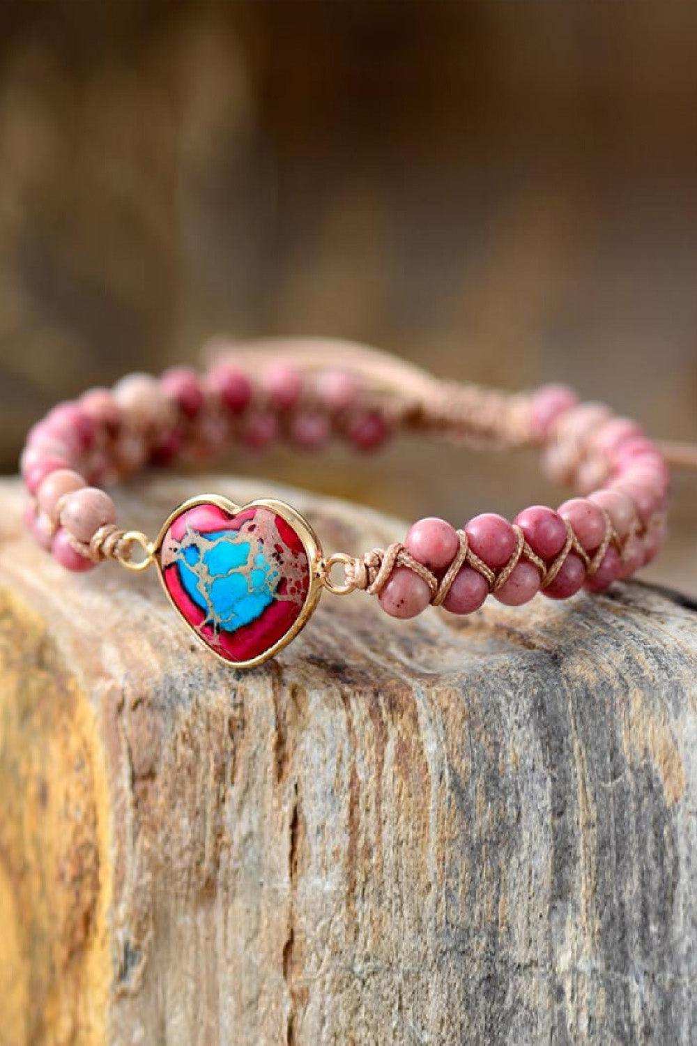 Handmade Heart Shape Natural Stone Bracelet - Trendsi - Flyclothing LLC