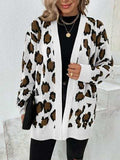 Leopard Open Front Dropped Shoulder Cardigan - Trendsi - Flyclothing LLC