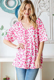 Heimish Full Size Leopard Exposed Seam Short Sleeve Top - Trendsi - Flyclothing LLC