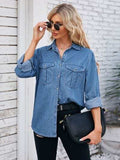 Button Up Collared Neck Denim Jacket - Trendsi - Flyclothing LLC