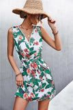 Printed Zip Detail Belted Sleeveless Dress - Trendsi - Flyclothing LLC