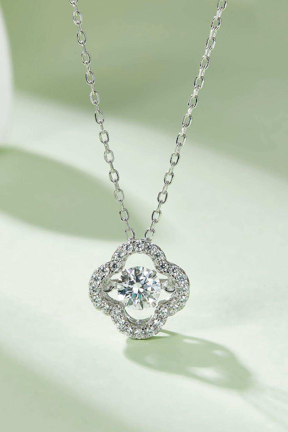 Moissanite Four Leaf Clover Pendant Necklace - Trendsi - Flyclothing LLC
