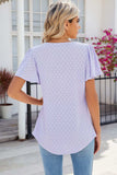 Eyelet Square Neck Flutter Sleeve Blouse - Trendsi - Flyclothing LLC