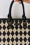 David Jones Argyle Pattern PU Leather Handbag - Trendsi - Flyclothing LLC