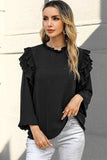 Ruffled Round Neck Long Sleeve Blouse - Trendsi - Flyclothing LLC