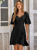 Smocked Tie Back Ruffle Hem Dress - Trendsi - Flyclothing LLC