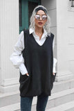 V-Neck Sleeveless Sweater Vest with Pocket - Trendsi - Flyclothing LLC