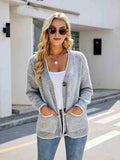 Button Down V-Neck Cardigan with Pockets - Trendsi - Flyclothing LLC