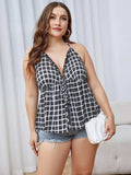 Plus Size Plaid Halter Neck Cami - Trendsi - Flyclothing LLC