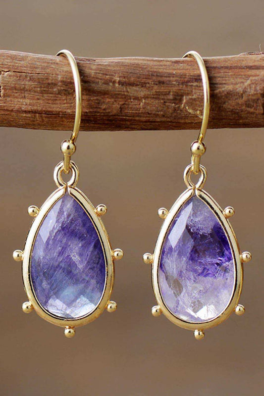 Natural Stone Teardrop Earrings - Trendsi - Flyclothing LLC
