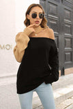 Ribbed Off-Shoulder Lantern Sleeve Pullover Sweater - Trendsi - Flyclothing LLC