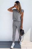 Padded Shoulder Top and Joggers Lounge Set - Trendsi - Flyclothing LLC