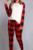 Plaid Round Neck Top and Pants Set - Trendsi - Flyclothing LLC