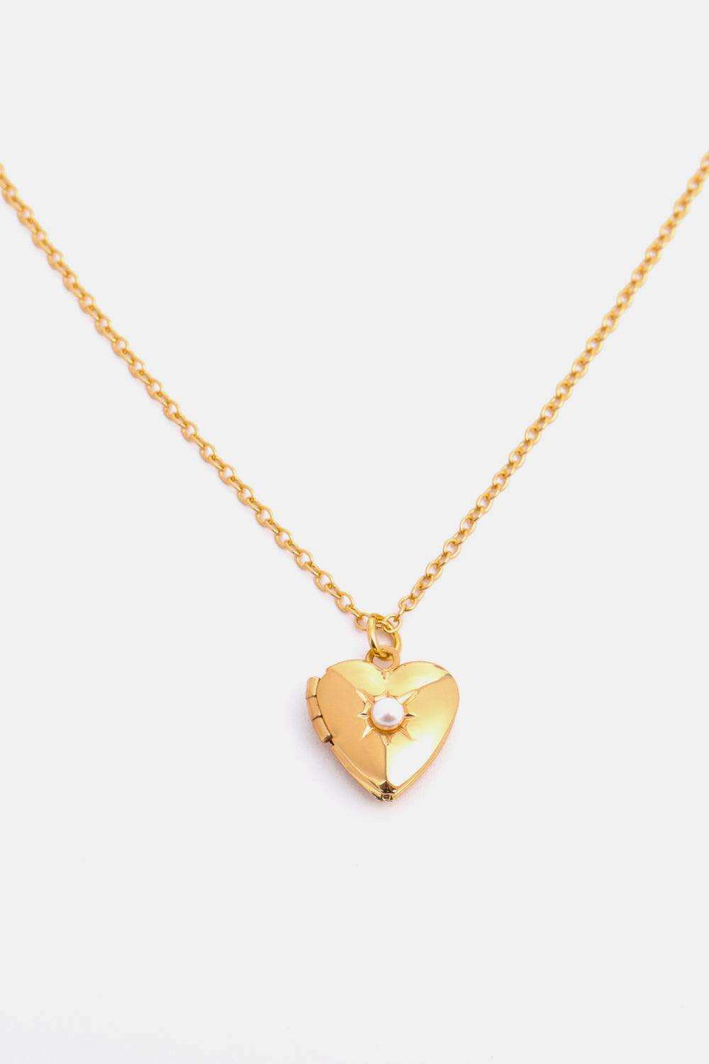 Zircon Heart Shape 14K Gold-Plated Pendant Necklace - Trendsi - Flyclothing LLC
