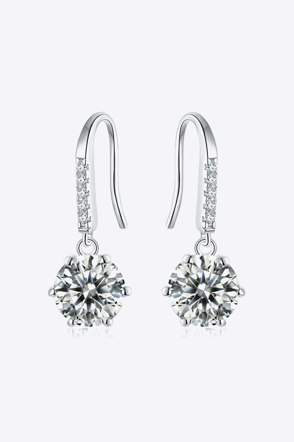 6-Prong Moissanite Drop Earrings - Trendsi - Flyclothing LLC