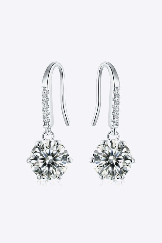 6-Prong Moissanite Drop Earrings - Trendsi - Flyclothing LLC