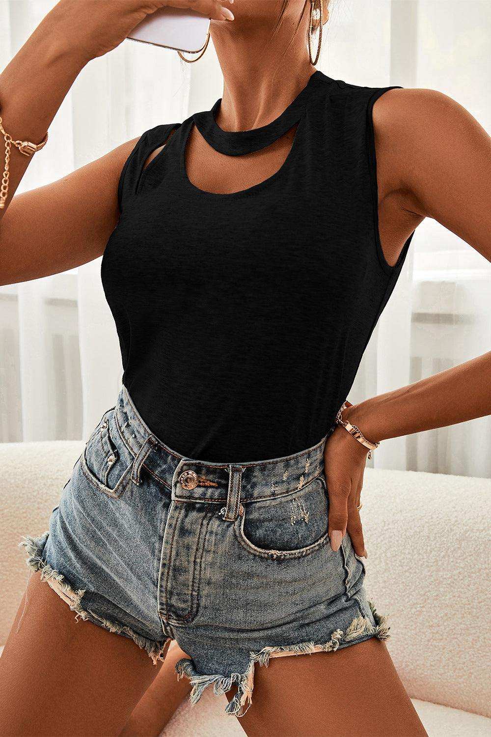 Cutout Sleeveless Top - Trendsi - Flyclothing LLC