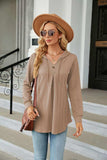 Long Sleeve Hooded Blouse - Trendsi - Flyclothing LLC