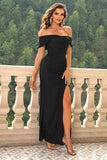 Off-Shoulder Split Maxi Dress - Trendsi - Flyclothing LLC