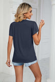 Contrast Trim Petal Sleeve V-Neck Top - Trendsi - Flyclothing LLC