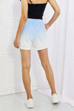 Zenana In The Zone Full Size Dip Dye High Waisted Shorts in Blue - Trendsi - Flyclothing LLC