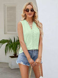 Eyelet Lace Detail V-Neck Tank - Trendsi - Flyclothing LLC