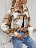 Plaid Collared Neck Jacket with Breast Pockets - Trendsi - Flyclothing LLC