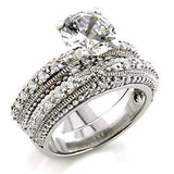 Alamode Rhodium Brass Ring with AAA Grade CZ in Clear - Alamode - Flyclothing LLC