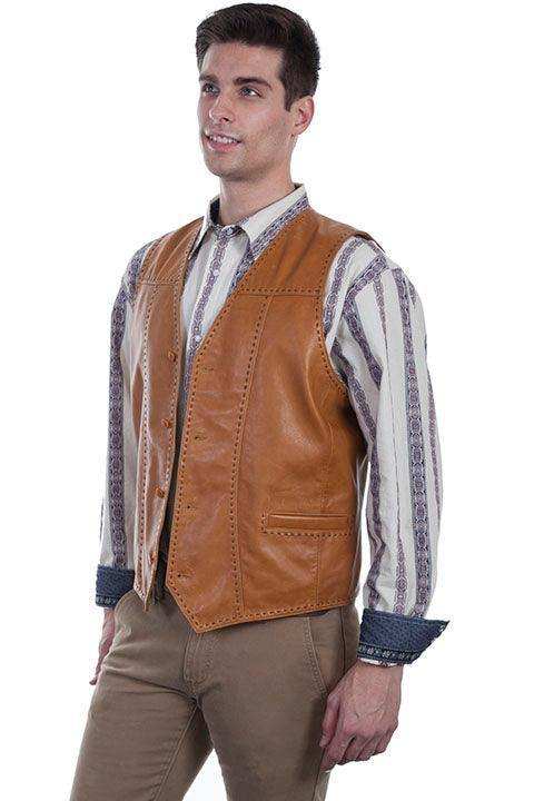 Scully SADDLE TAN MENS VEST - Scully Leather - Flyclothing LLC