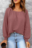 Square Neck Waffle-Knit Top - Trendsi - Flyclothing LLC