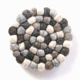 Hand Crafted Felt Ball Coasters from Nepal: 4-pack, Multicolor Greys - Global Groove (T) - Global Groove - Flyclothing LLC