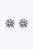 2 Carat Moissanite Rhodium-Plated Stud Earrings - Trendsi - Flyclothing LLC