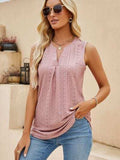 Eyelet Notched Tank - Trendsi - Flyclothing LLC