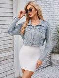Pocketed Button Up Dropped Shoulder Denim Jacket - Trendsi - Flyclothing LLC