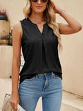 Eyelet Notched Tank - Trendsi - Flyclothing LLC