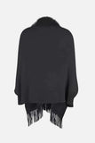 Fringe Open Front Long Sleeve Poncho - Trendsi - Flyclothing LLC