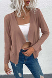 Open Front Zipper Pocket Cardigan - Trendsi - Flyclothing LLC