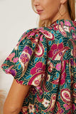 Floral Collared Neck Short Sleeve Blouse - Trendsi - Flyclothing LLC