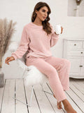 Teddy Long Sleeve Top and Pants Lounge Set - Trendsi - Flyclothing LLC