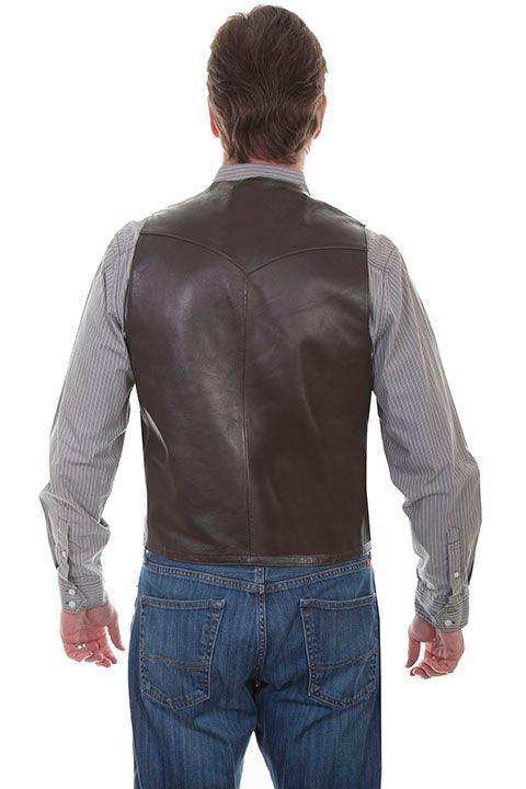 Scully BROWN OSTRICH TRIM VEST - Scully Leather - Flyclothing LLC