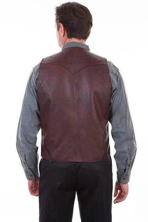 Scully BLACK CHERRY OSTRICH TRIM VEST - Scully Leather - Flyclothing LLC